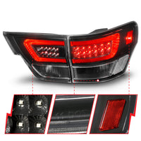 Thumbnail for ANZO 11-13 Jeep Grand Cherokee LED Taillights w/ Lightbar Black Housing/Clear Lens 4pcs