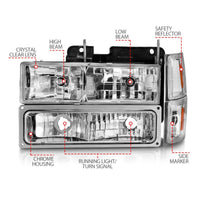 Thumbnail for ANZO 88-98 Chevrolet C1500 Crystal Headlights Chrome w/ Signal and Side Marker Lights