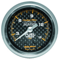 Thumbnail for Autometer Carbon Fiber 52mm 15 PSI Mechanical Fuel Pressure Gauge