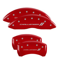 Thumbnail for MGP 4 Caliper Covers Engraved Front & Rear With stripes/Challenger Red finish silver ch