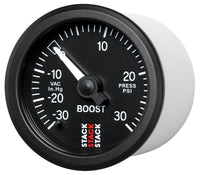 Thumbnail for Autometer 52mm Stack Instruments -30INHG to +30PSI Mechanical Boost Gauge - Black