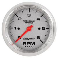 Thumbnail for Autometer Marine Silver Ultra-Lite Gauge 3-3/8in Tachometer 6K RPM