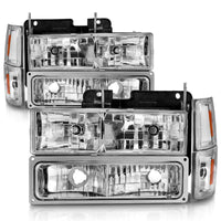 Thumbnail for ANZO 88-98 Chevrolet C1500 Crystal Headlights Chrome w/ Signal and Side Marker Lights