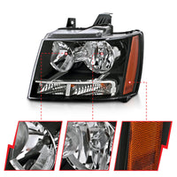 Thumbnail for ANZO 2007-2014 Chevrolet Tahoe/Suburban Crystal Headlights Black