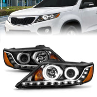 Thumbnail for ANZO 2011-2013 Kia Sorento Projector Headlights w/ Halo Black (CCFL)