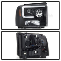 Thumbnail for Spyder Ford F250/350/450 05-07 Projector Headlights - Light Bar DRL LED - Black PRO-YD-FS05V2-LB-BK