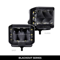 Thumbnail for Go Rhino Xplor Blackout Series Cube LED Sideline Flood Light Kit (Surface Mount) 4x3 - Blk (Pair)