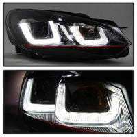 Thumbnail for Spyder Volkswagen Golf / GTI 10-13 Version 3 Projector Headlights - Black PRO-YD-VG10V3R-DRL-BK