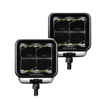 Thumbnail for Go Rhino Xplor Blackout Series Cube LED Spot Light Kit (Surface/Threaded Stud Mnt) 2x2 - Blk (Pair)