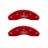 Thumbnail for MGP 4 Caliper Covers Engraved Front Mustang Engraved Rear SN95/GT Red finish silver ch