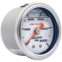 Thumbnail for Autometer AutoGage 1.5in Liquid Filled Mechanical 0-2000 PSI Fuel Pressure Gauge - White