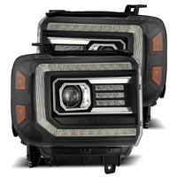 Thumbnail for AlphaRex 14-18 GMC Sierra PRO-Series Proj Headlights Plank Style Black w/Activ Light/Seq Signal/DRL