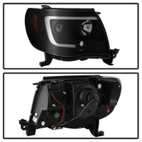 Thumbnail for Spyder 05-11 Toyota Tacoma Ver 2 Proj Headlights - Light Bar DRL - Black Smoke PRO-YD-TT05V2-LB-BSM