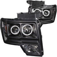 Thumbnail for ANZO 2009-2014 Ford F-150 Projector Headlights w/ Halo Black (CCFL)