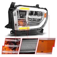 Thumbnail for ANZO 2014-2017 Toyota Tundra LED Crystal Headlights w/ Switchback Chrome Housing w/ DRL
