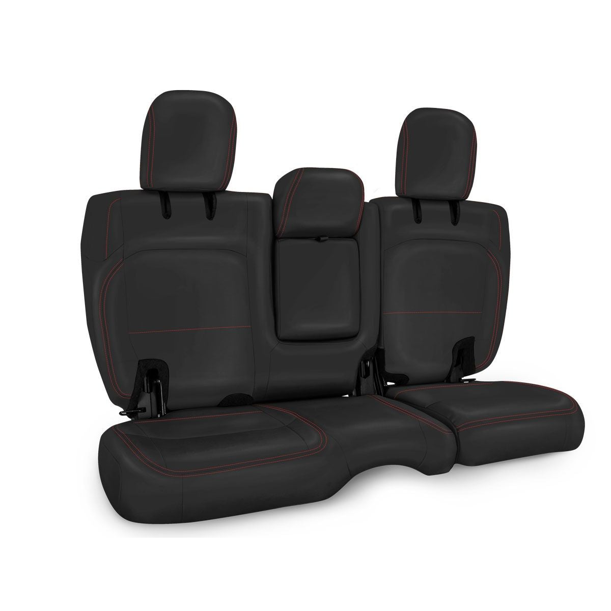 PRP 2018+ Jeep Wrangler JLU/4 Door Rear Bench Cover w/ Leather Interior - Black w/ Red Stitching