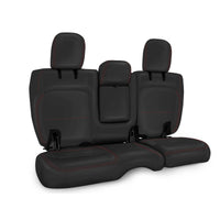 Thumbnail for PRP 2018+ Jeep Wrangler JLU/4 Door Rear Bench Cover w/ Leather Interior - Black w/ Red Stitching