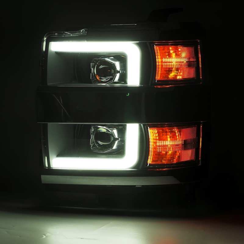 AlphaRex 15-19 Chevy Silverado 2500HD PRO-Series Headlight Plank Chrome w/Activ Light/Seq Signal/DRL
