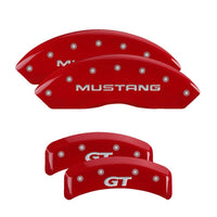 Thumbnail for MGP 4 Caliper Covers Engraved Front Mustang Engraved Rear SN95/GT Red finish silver ch