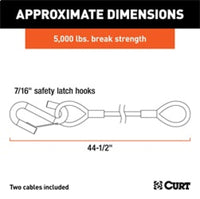 Thumbnail for RockJock Curt Towing Safety Cable Kit 44 1/2in Long w/ 2 Snap Hooks 5000lbs 2-Pack