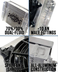 Thumbnail for CSF Dual Fluid Bar & Plate HD Oil Cooler w/9in SPAL Fan (1/3 & 2/3 Partition) - 13.8in L x 10in H