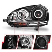 Thumbnail for ANZO 2006-2009 Volkswagen Rabbit Projector Headlights w/ Halo Black (CCFL)