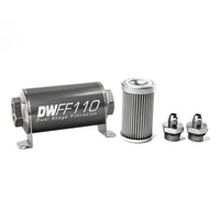 Thumbnail for DeatschWerks Stainless Steel 6AN 10 Micron Universal Inline Fuel Filter Housing Kit (110mm)