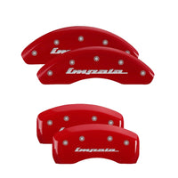 Thumbnail for MGP 4 Caliper Covers Engraved Front & Rear Impala Red finish silver ch