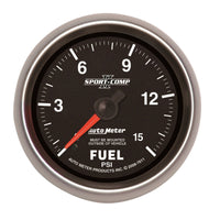 Thumbnail for Autometer Sport-Comp II 2-5/8in Mechanical 15PSI Fuel Pressure Gauge