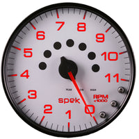 Thumbnail for Autometer Spek-Pro Gauge Tachometer 5in 11K Rpm W/Shift Light & Peak Mem White/Black