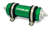 Thumbnail for Fuelab 828 In-Line Fuel Filter Long -8AN In/Out 40 Micron Stainless - Green