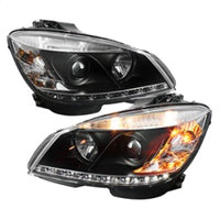 Thumbnail for Spyder Mercedes Benz C-Class 08-11 Projector Headlights Halogen - DRL Blk PRO-YD-MBW20408-DRL-BK