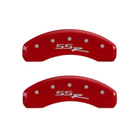 Thumbnail for MGP 4 Caliper Covers Engraved Front & Rear SSR Red finish silver ch