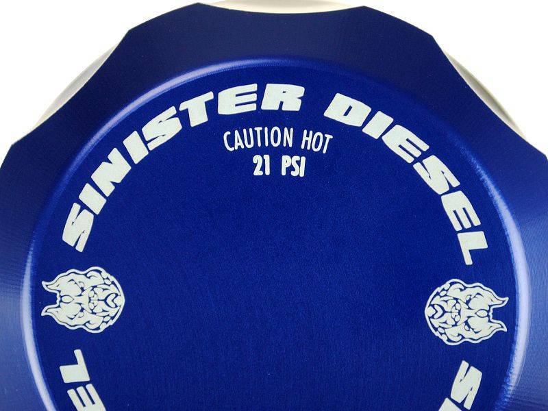 Sinister Diesel 17-19 Ford Powerstroke Coolant Reservoir Degas Bottle Cap - Blue