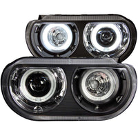 Thumbnail for ANZO 2008-2014 Dodge Challenger Projector Headlights w/ Halo Black (CCFL)