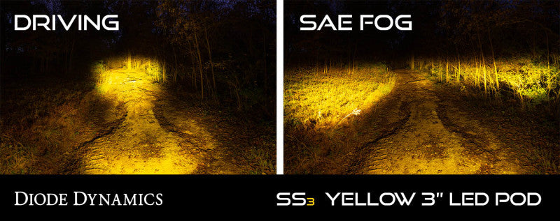 Diode Dynamics SS3 LED Pod Sport - Yellow SAE Fog Flush (Single)