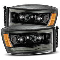 Thumbnail for AlphaRex 06-08 Dodge Ram 1500HD LUXX LED Projector Headlights Plank Style Alpha Blk w/Seq Signal/DRL