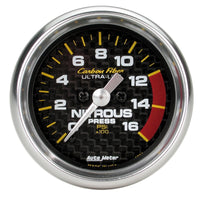 Thumbnail for Autometer Carbon Fiber 52mm 0-1600 PSI Full Sweep Electronic Nitrous Pressure Gauge