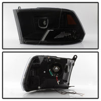 Thumbnail for xTune Dodge Ram 2009-2014 Halo LED Projector Headlights - Black Smoke PRO-JH-DR09-CFB-BSM