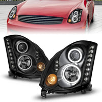 Thumbnail for ANZO 2003-2007 Infiniti G35 Projector Headlights w/ Halo Black (CCFL) (HID Compatible)