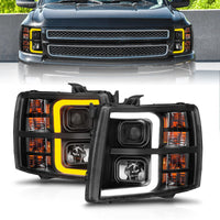 Thumbnail for ANZO 2007-2013 Chevrolet Silverado 1500 Projector w/ Light Bar Black Housing w/ Sequential
