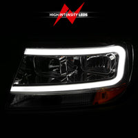 Thumbnail for ANZO 1999-2004 Jeep Grand Cherokee Crystal Headlights w/ Light Bar Chrome Housing