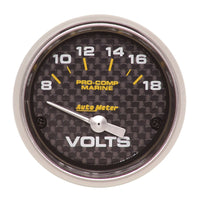 Thumbnail for Autometer Marine Carbon Fiber 2-1/16in 18V Electric Voltmeter Gauge