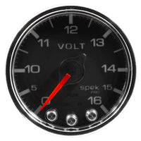 Thumbnail for Autometer Spek-Pro Gauge Voltmeter 2 1/16in 16V Stepper Motor W/Peak & Warn Blk/Chrm