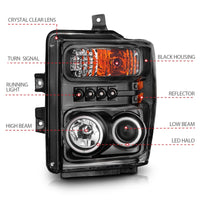 Thumbnail for ANZO 2008-2010 Ford F-250 Projector Headlights w/ Halo Black (CCFL)