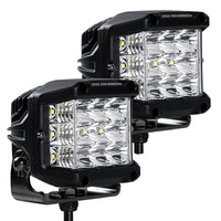 Thumbnail for Go Rhino Xplor Bright Series Sideline Cube LED Spot Light Kit (Surface Mount) 4x3 - Blk (Pair)