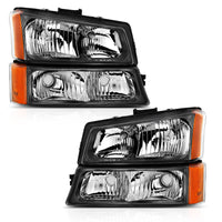 Thumbnail for ANZO 2003-2006 Chevy Silverado Crystal Headlight w/ Signal Light Black Amber (4 pcs)