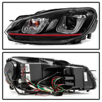 Thumbnail for Spyder Volkswagen Golf / GTI 10-13 Version 3 Projector Headlights - Black PRO-YD-VG10V3R-DRL-BK
