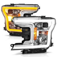 Thumbnail for ANZO 2018-2020 Ford F-150 Projector Headlight w/Plank Style Switchback Chrome Housing