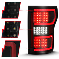 Thumbnail for ANZO 18-19 Ford F-150 LED Taillight Black Housing Clear Lens Red Light Bar W/Sequential